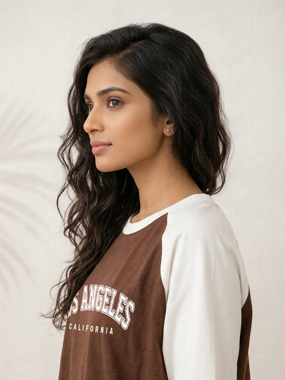 TOM MILTON Women Brown Color Raglan Half Sleeve Round Neck Oversized Tshirt