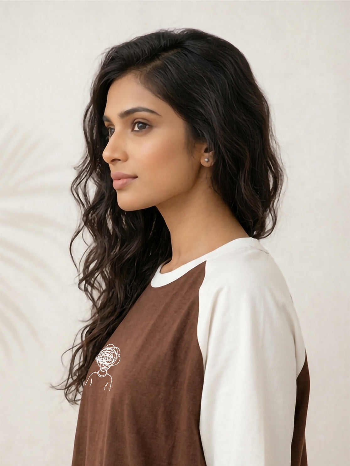 TOM MILTON Women Brown Color Raglan Half Sleeve Round Neck Oversized Tshirt