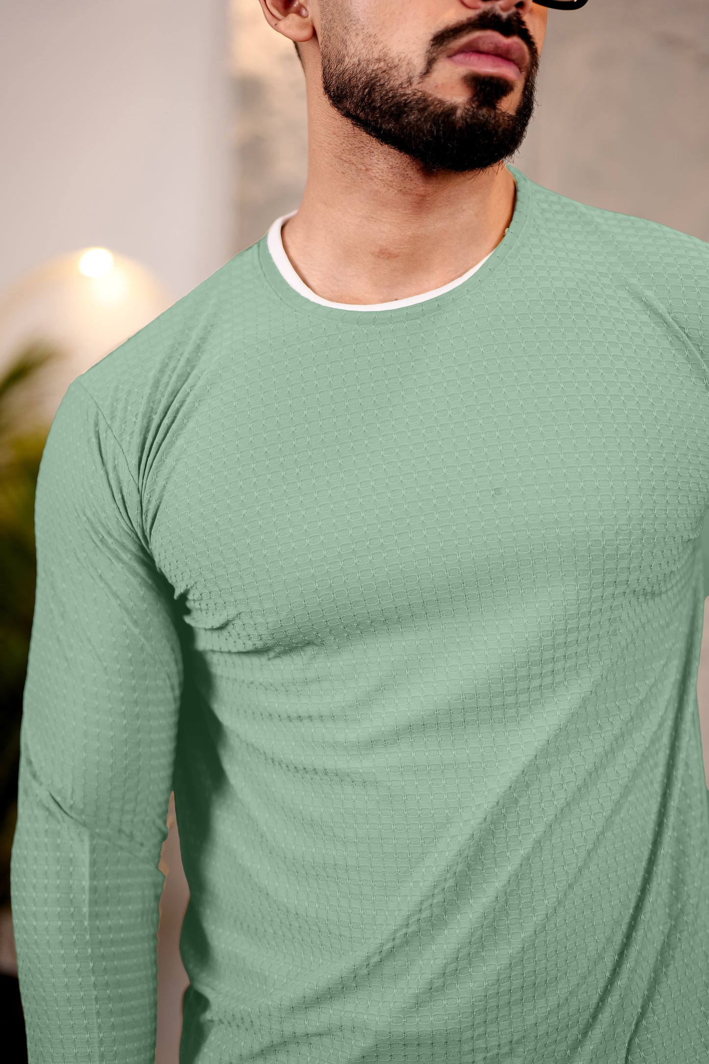TOM MILTON Mens MGreen Color Round Neck Full Sleeve Tshirt