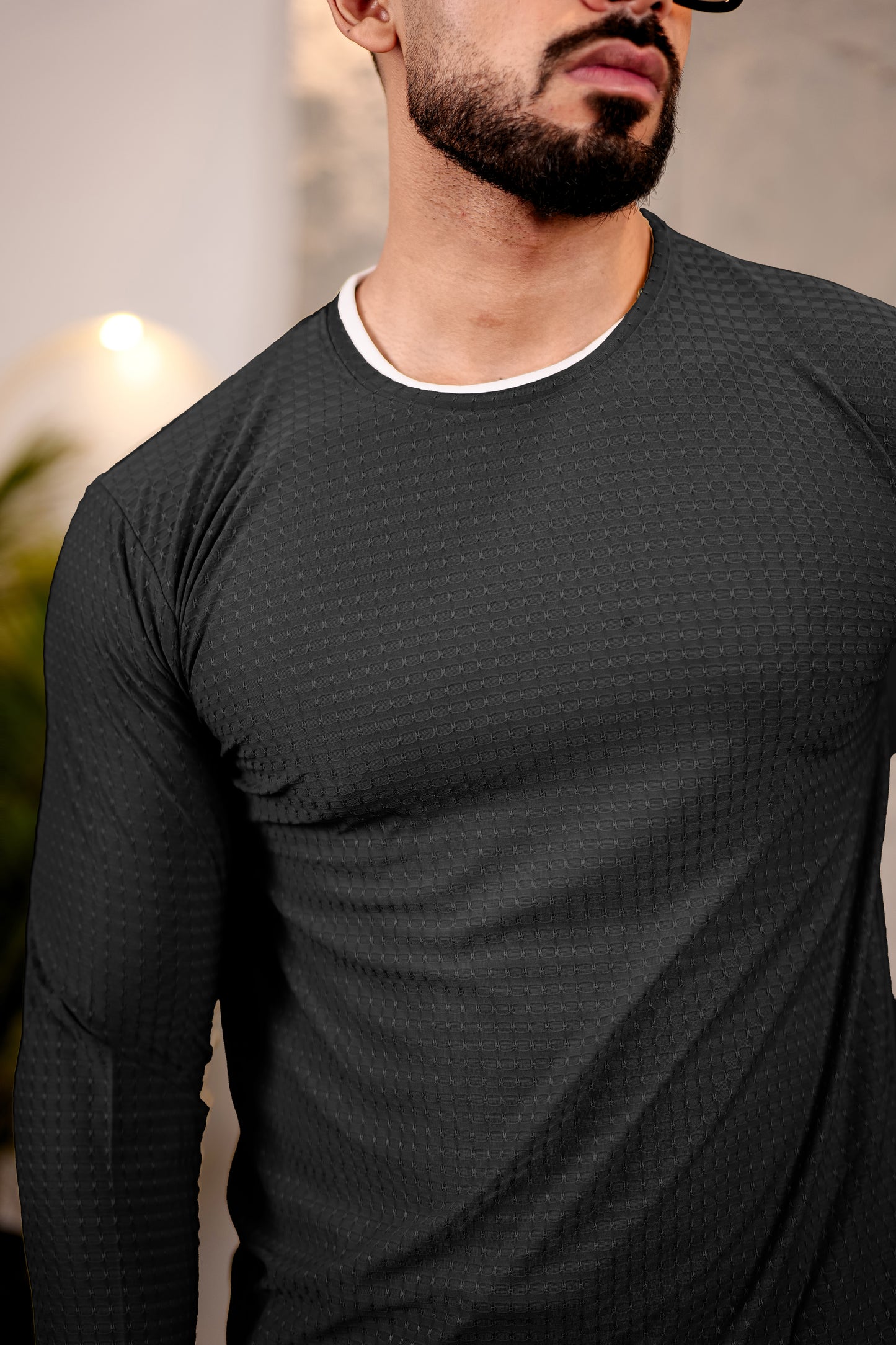 TOM MILTON Mens Black Color Round Neck Full Sleeve Tshirt