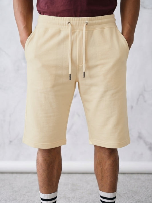TOM MILTON Men Cream Color Knee Length Pure Cotton Shorts