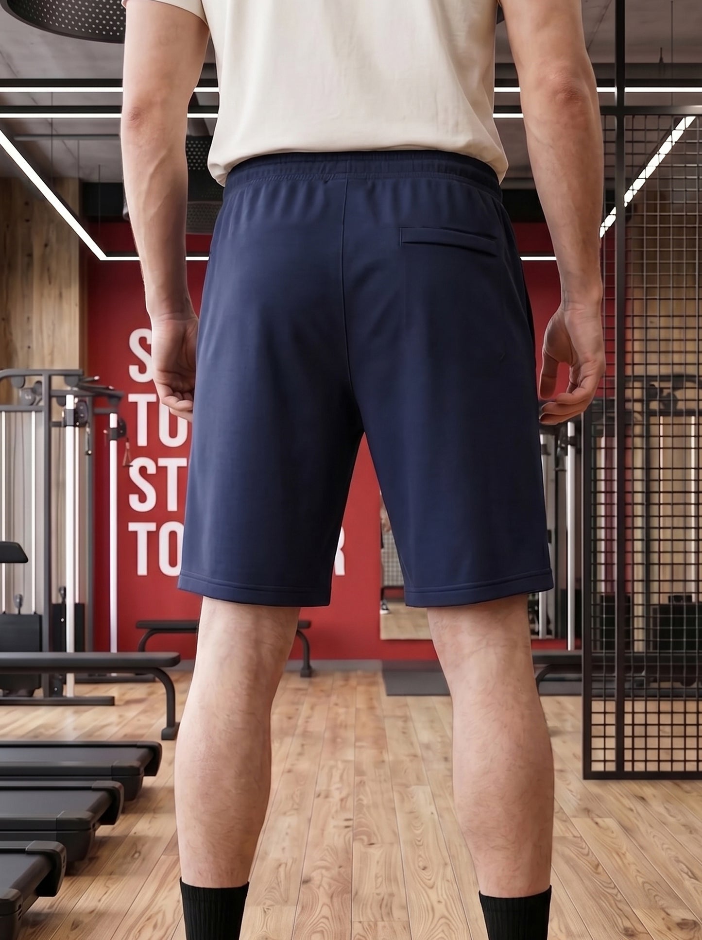 TOM MILTON Men Navy Color Knee Length Pure Cotton Shorts