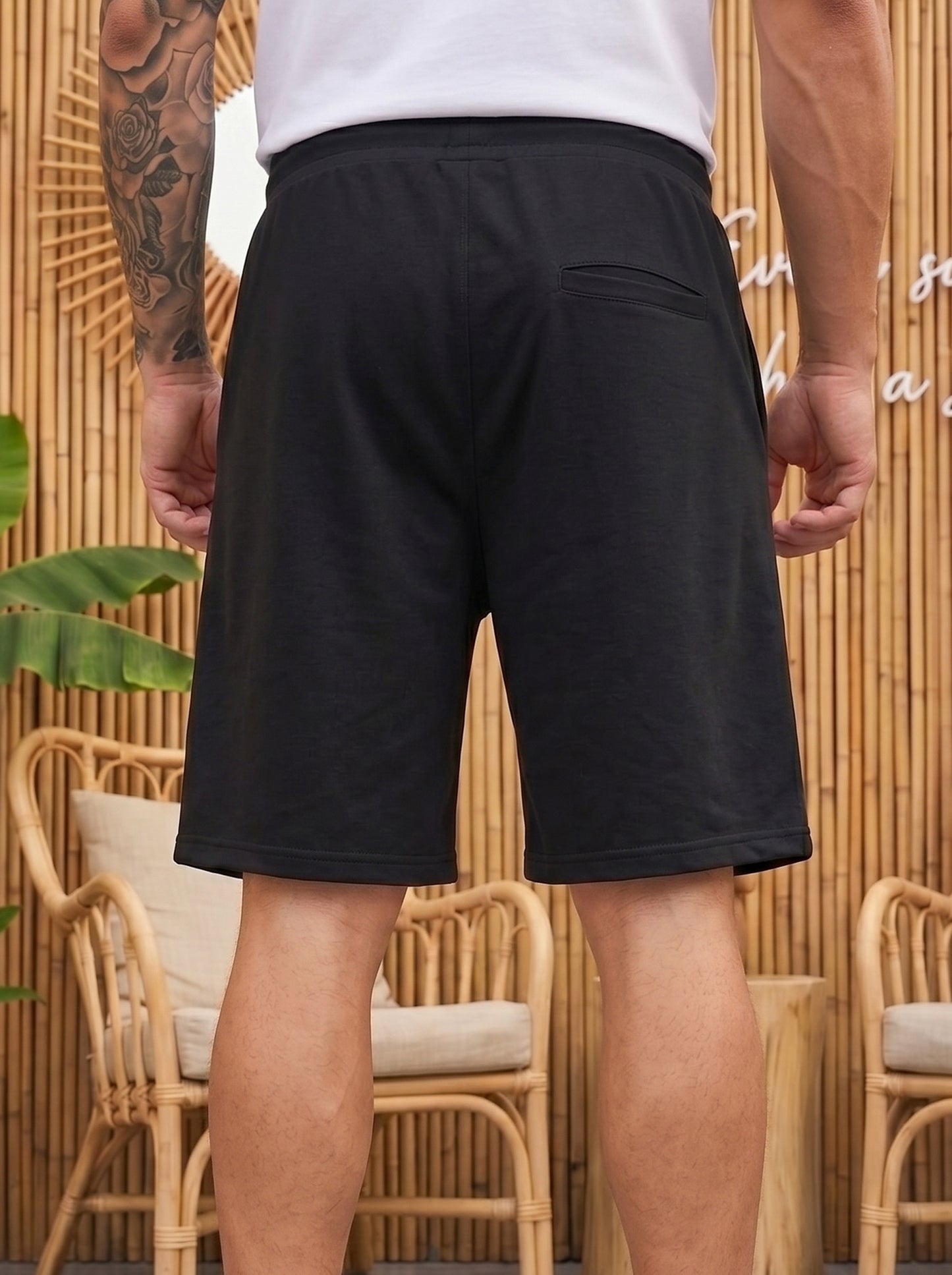 TOM MILTON Men Black Color Knee Length Pure Cotton Shorts