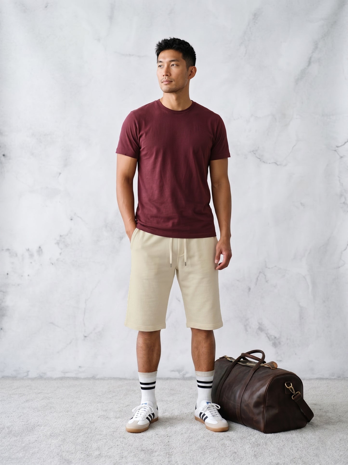 TOM MILTON Men Cream Color Knee Length Pure Cotton Shorts