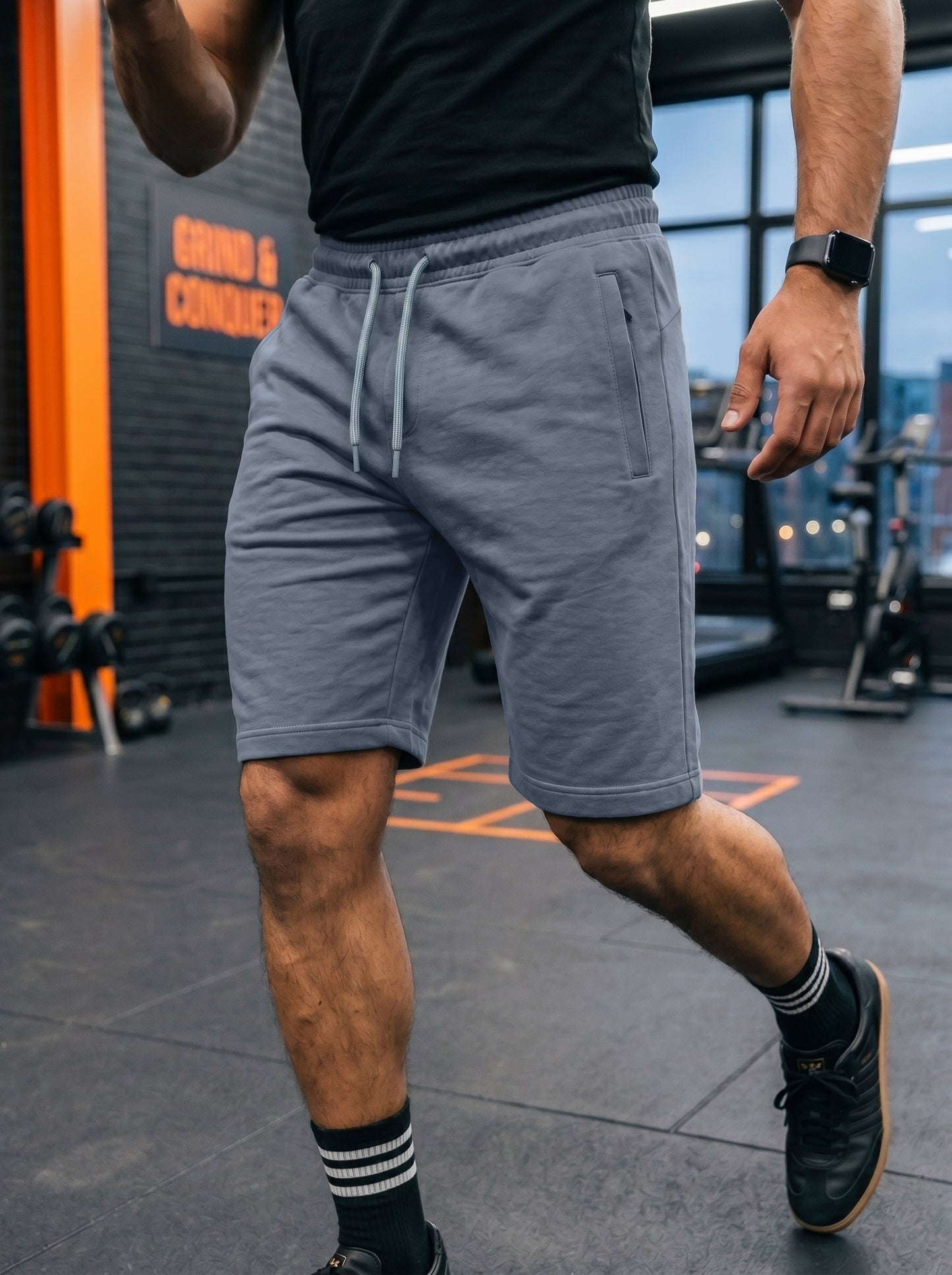 TOM MILTON Men Steel Grey Color Knee Length Pure Cotton Shorts