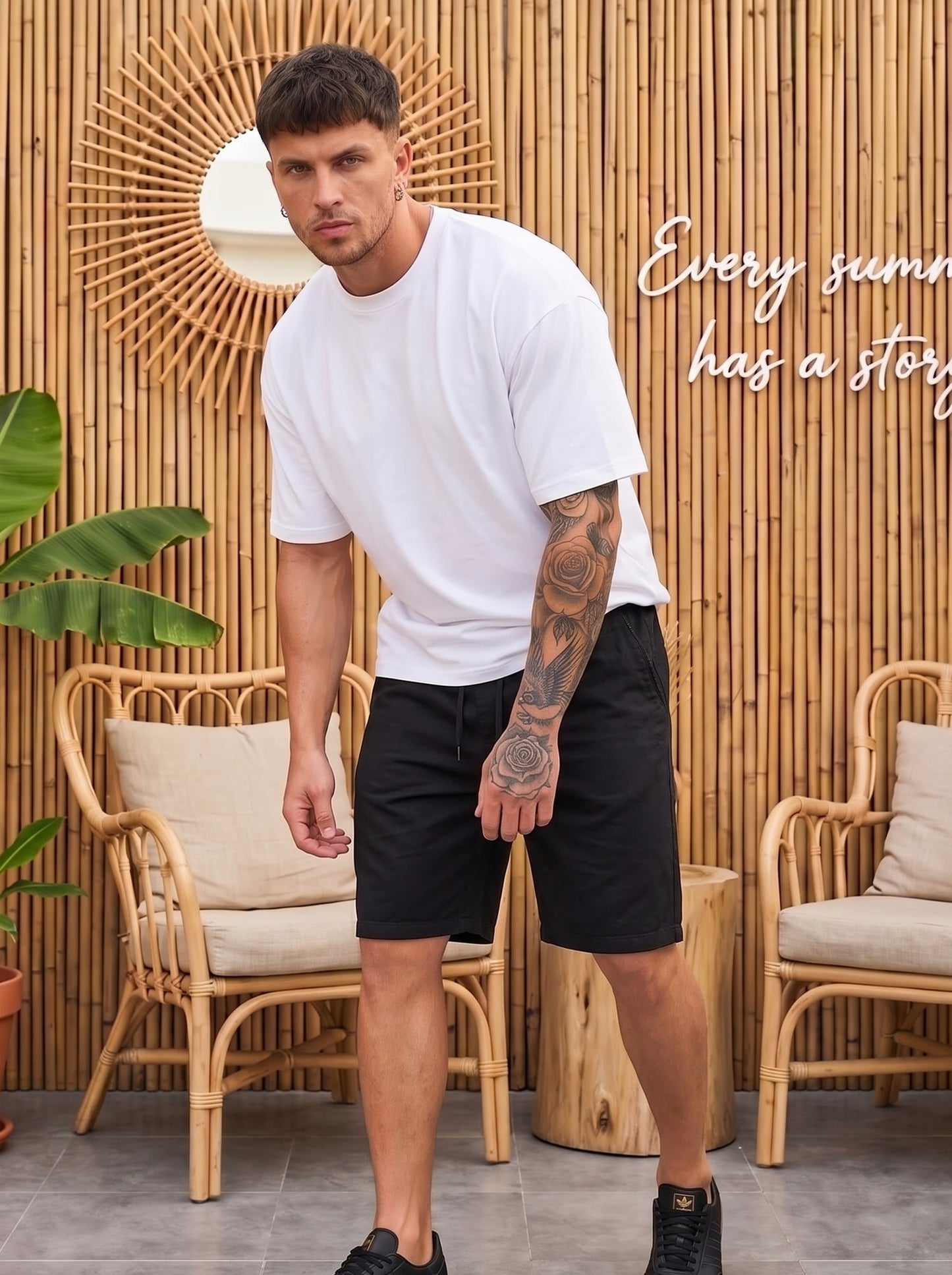 TOM MILTON Men Black Color Knee Length Pure Cotton Shorts