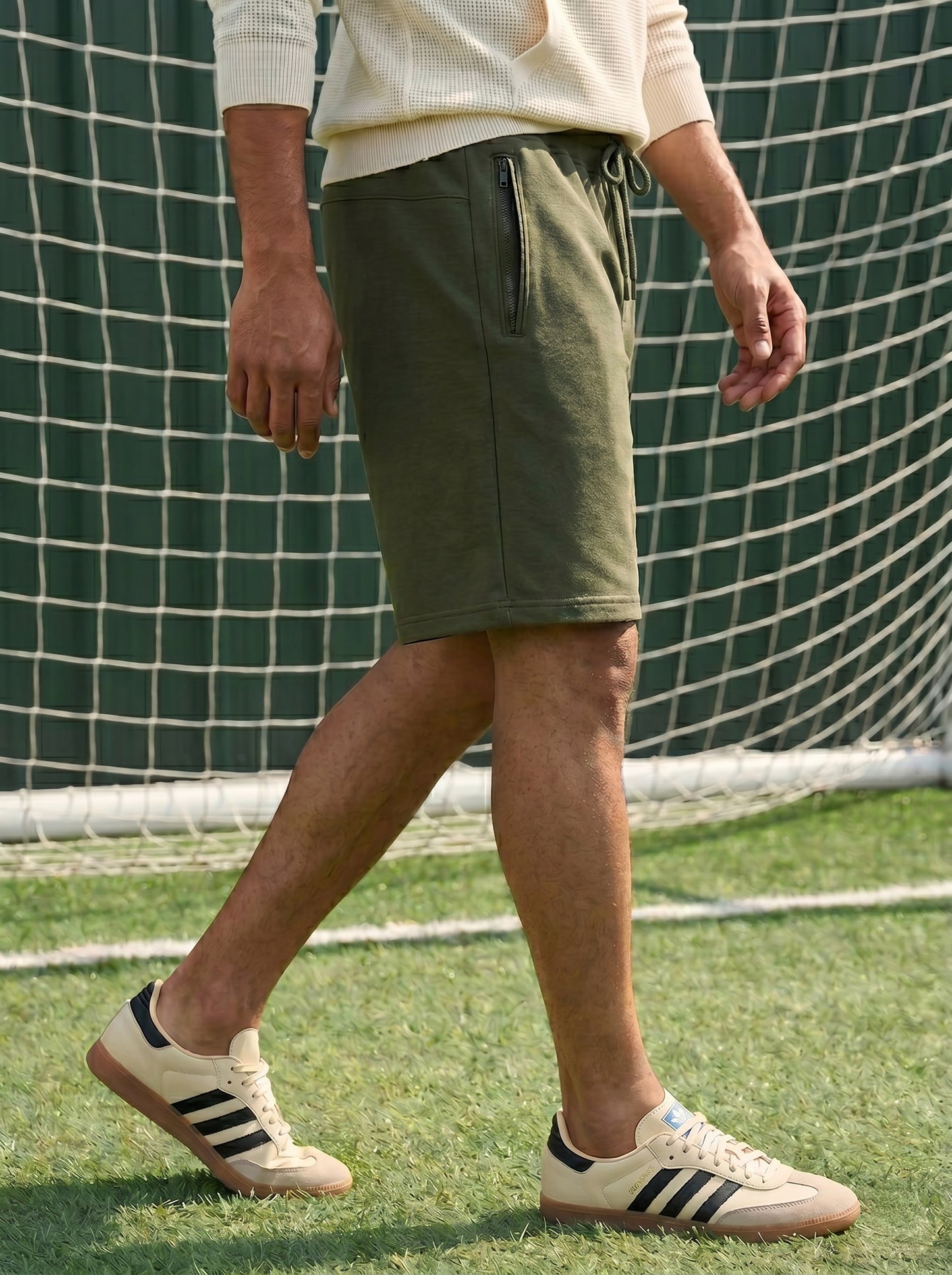 TOM MILTON Men Olive Green Color Knee Length Pure Cotton Shorts