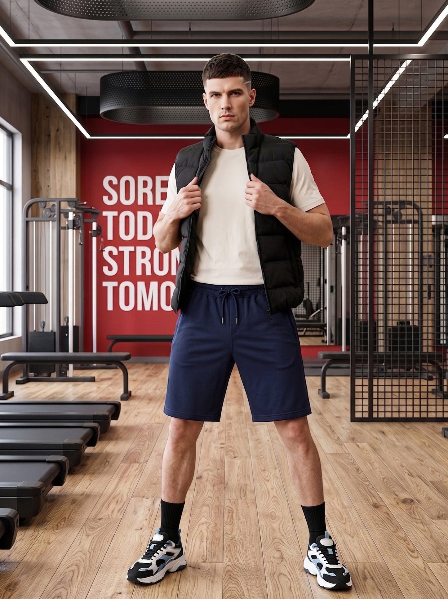 TOM MILTON Men Navy Color Knee Length Pure Cotton Shorts