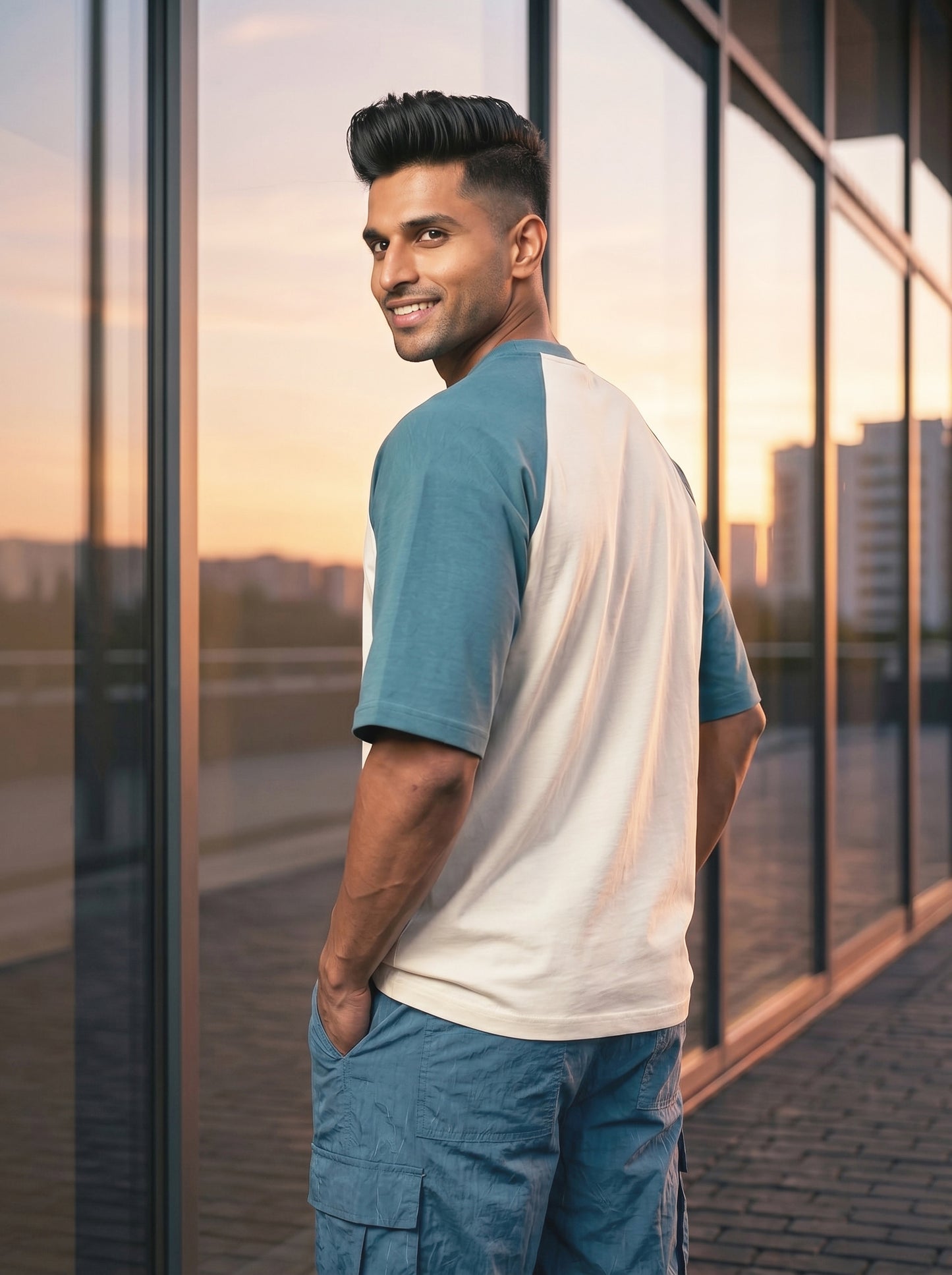 TOM MILTON Men White Color Round Neck Reclon Half Sleeve Oversize tshirt