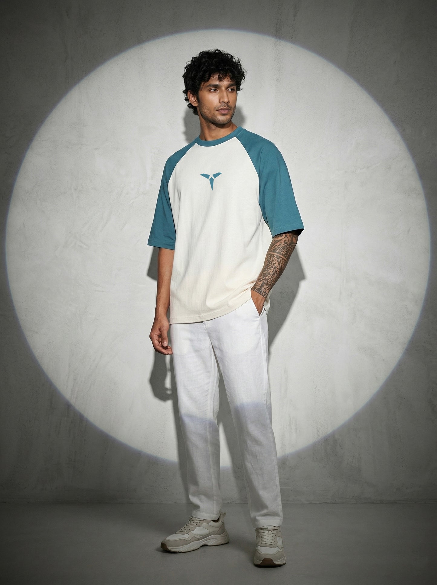TOM MILTON Men White Color Round Neck Reclon Half Sleeve Oversize tshirt