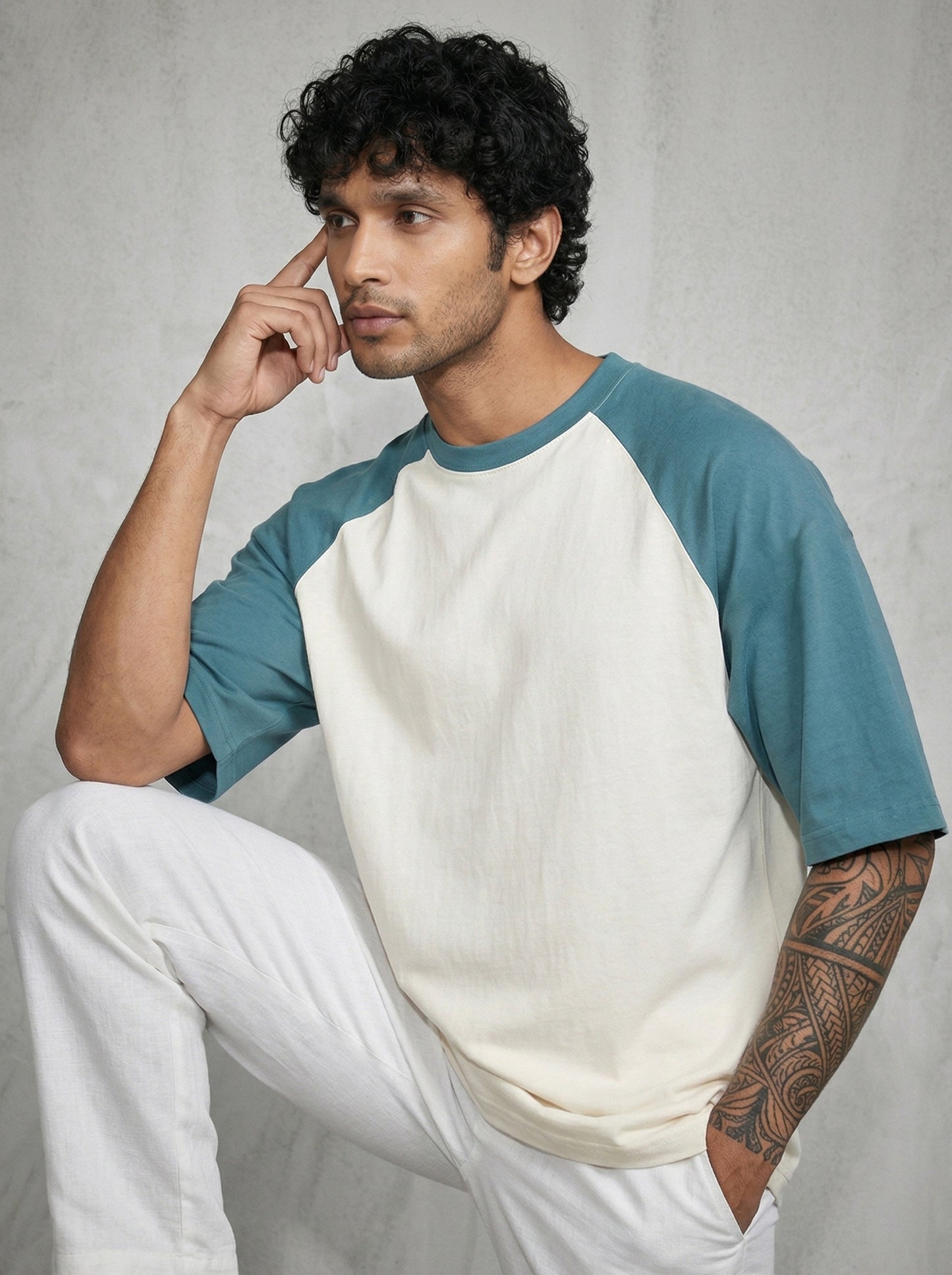 TOM MILTON Men White Color Round Neck Reclon Half Sleeve Oversize tshirt