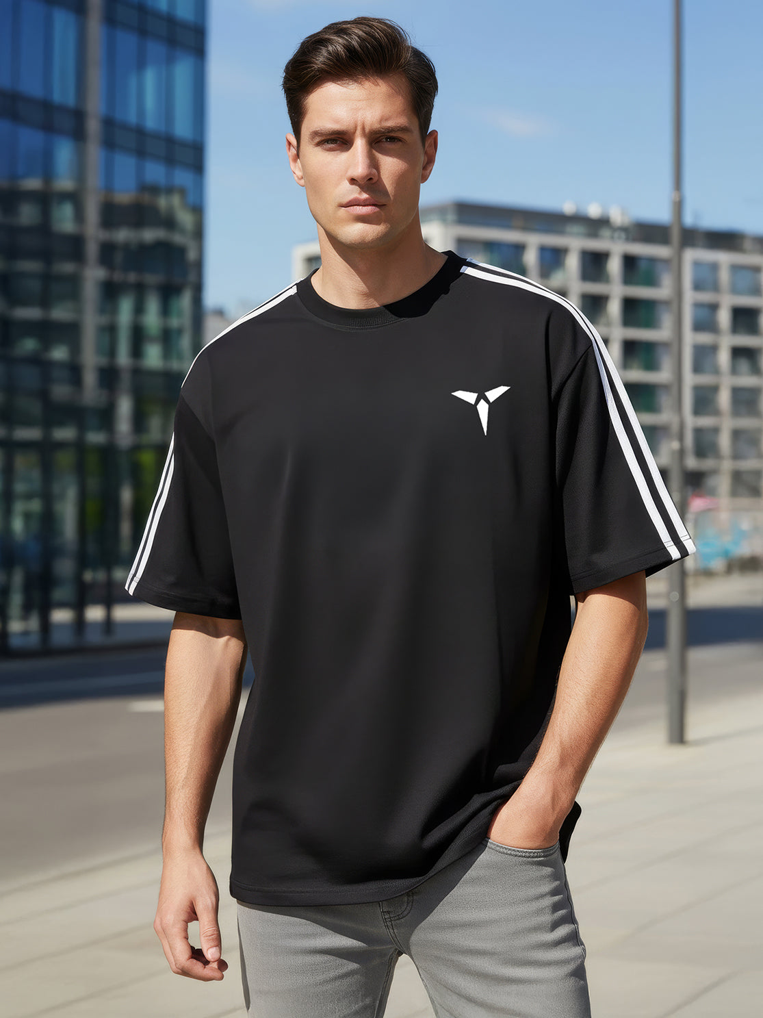 TOM MILTON Man Black Color Round Neck Half Sleeve Oversized Net Folding tshirt