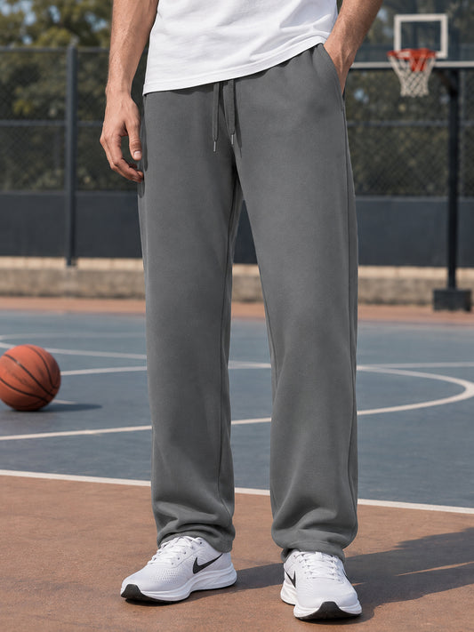 TOM MILTON Men Steel Grey Solid Mid-Rise Pure Cotton Baggy Track Pant