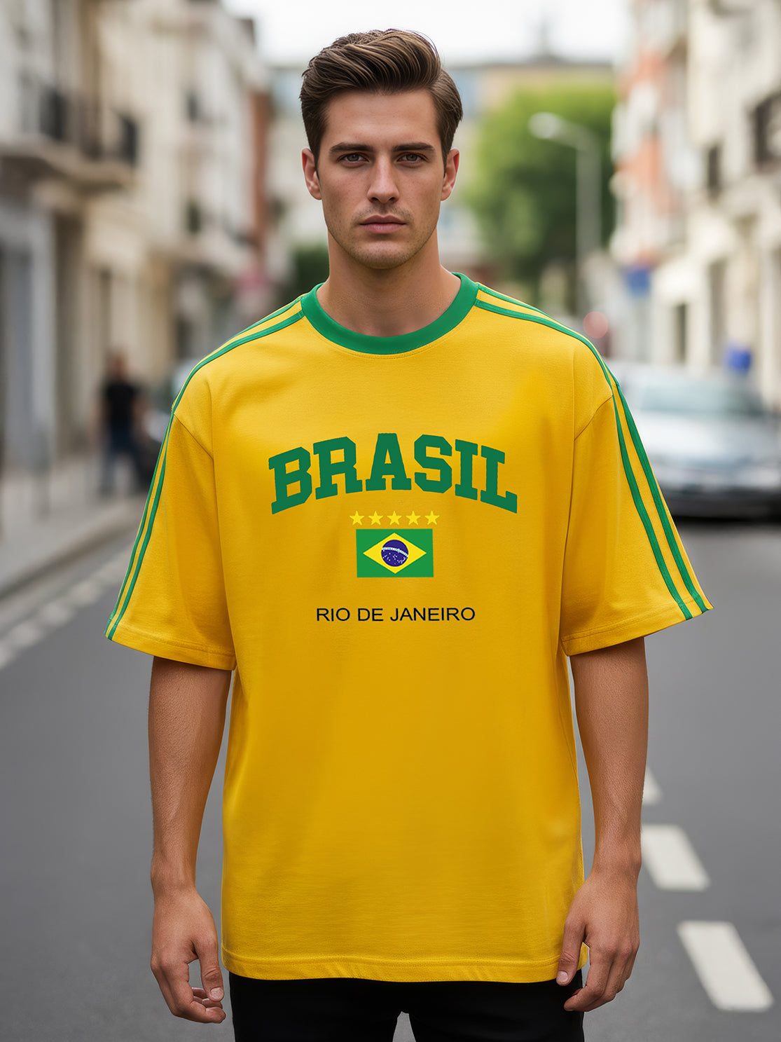TOM MILTON Man Yellow Color Round Neck Half Sleeve Oversized Net Folding tshirt