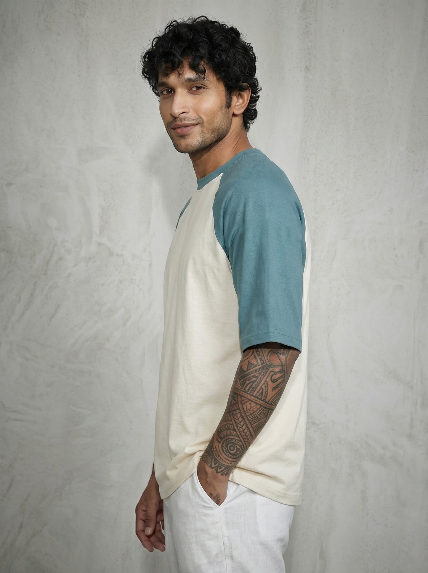 TOM MILTON Men White Color Round Neck Reclon Half Sleeve Oversize tshirt