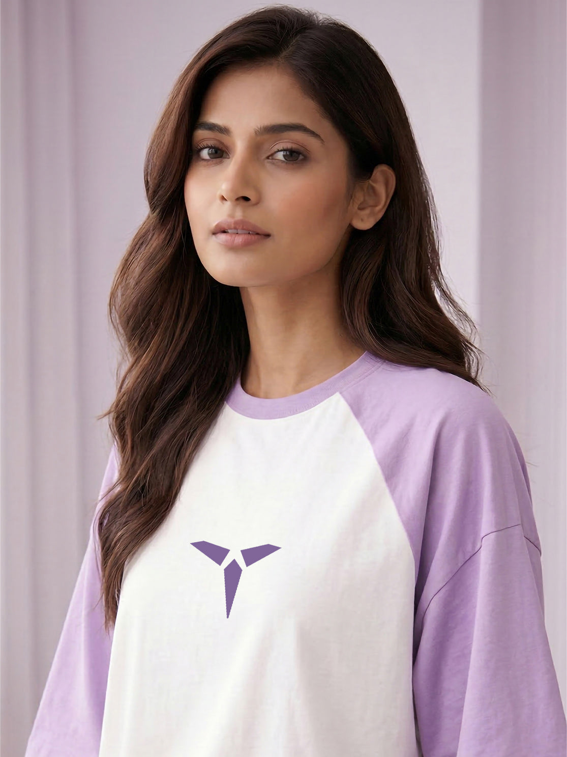 TOM MILTON Women White Color Raglan Half Sleeve Round Neck Oversized Tshirt