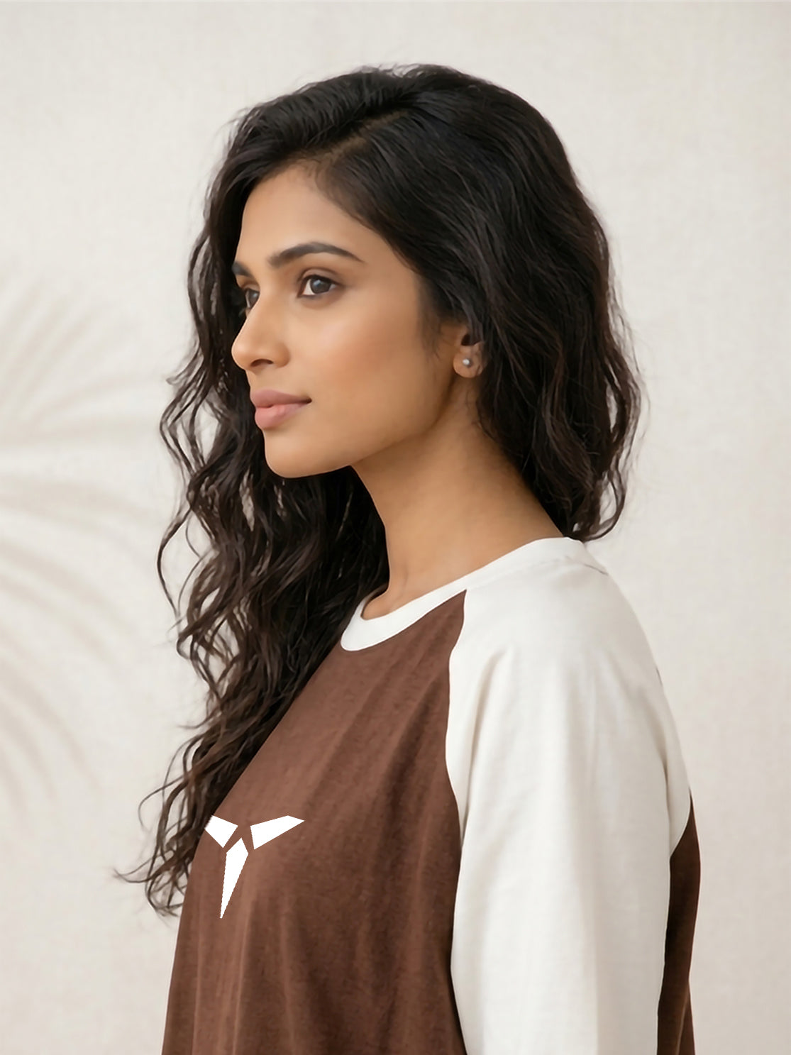 TOM MILTON Women Brown Color Raglan Half Sleeve Round Neck Oversized Tshirt