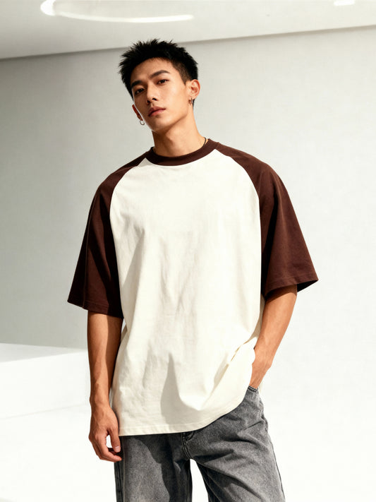 TOM MILTON Men's Off White Raglan Sleeve Round Neck T-Shirt for Men