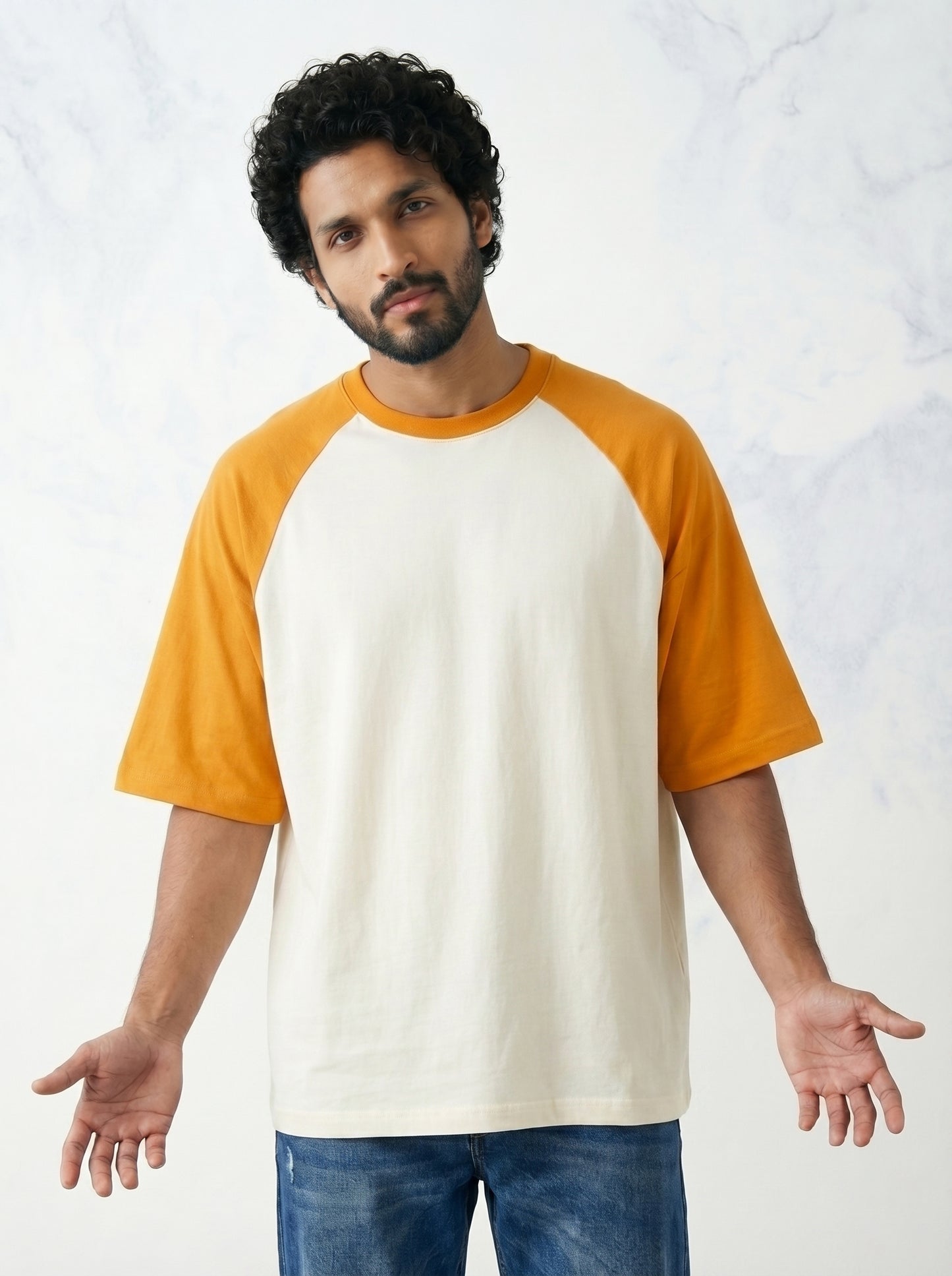 TOM MILTON Men White Color Round Neck Reclon Half Sleeve Oversize tshirt