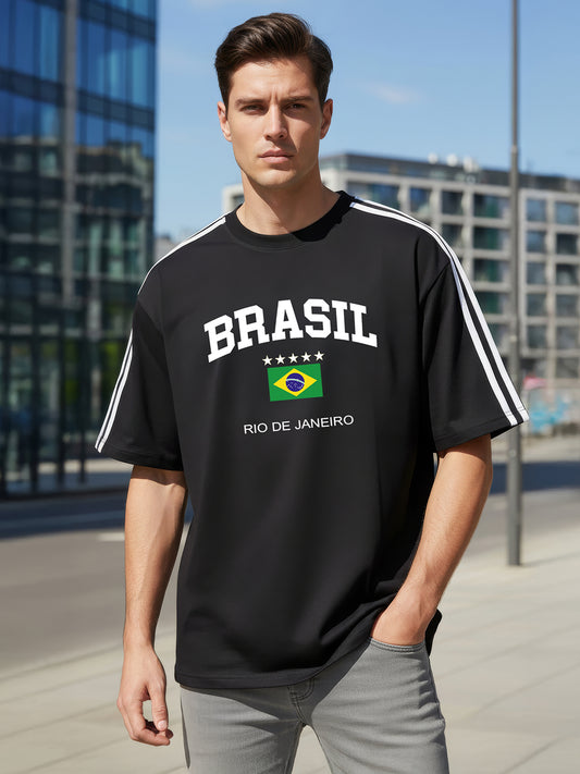 TOM MILTON Man Black Color Round Neck Half Sleeve Oversized Net Folding tshirt