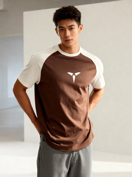 TOM MILTON Men's Brown Raglan Sleeve Round Neck T-Shirt for Men