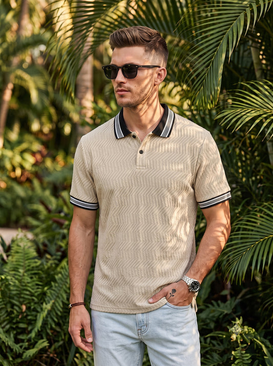 TOM MILTON Men's Textured Polyester Polo T-Shirt Regular Fit Polo Neck Tshirts for Men Half White