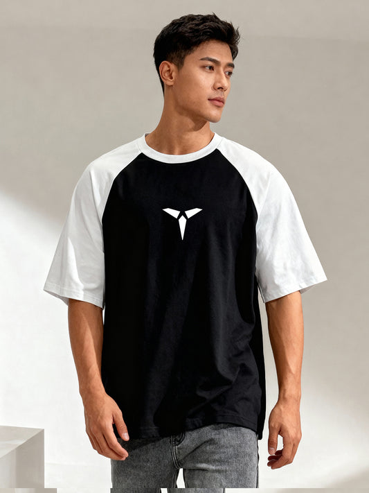TOM MILTON Men's Black Raglan Sleeve Round Neck T-Shirt for Men