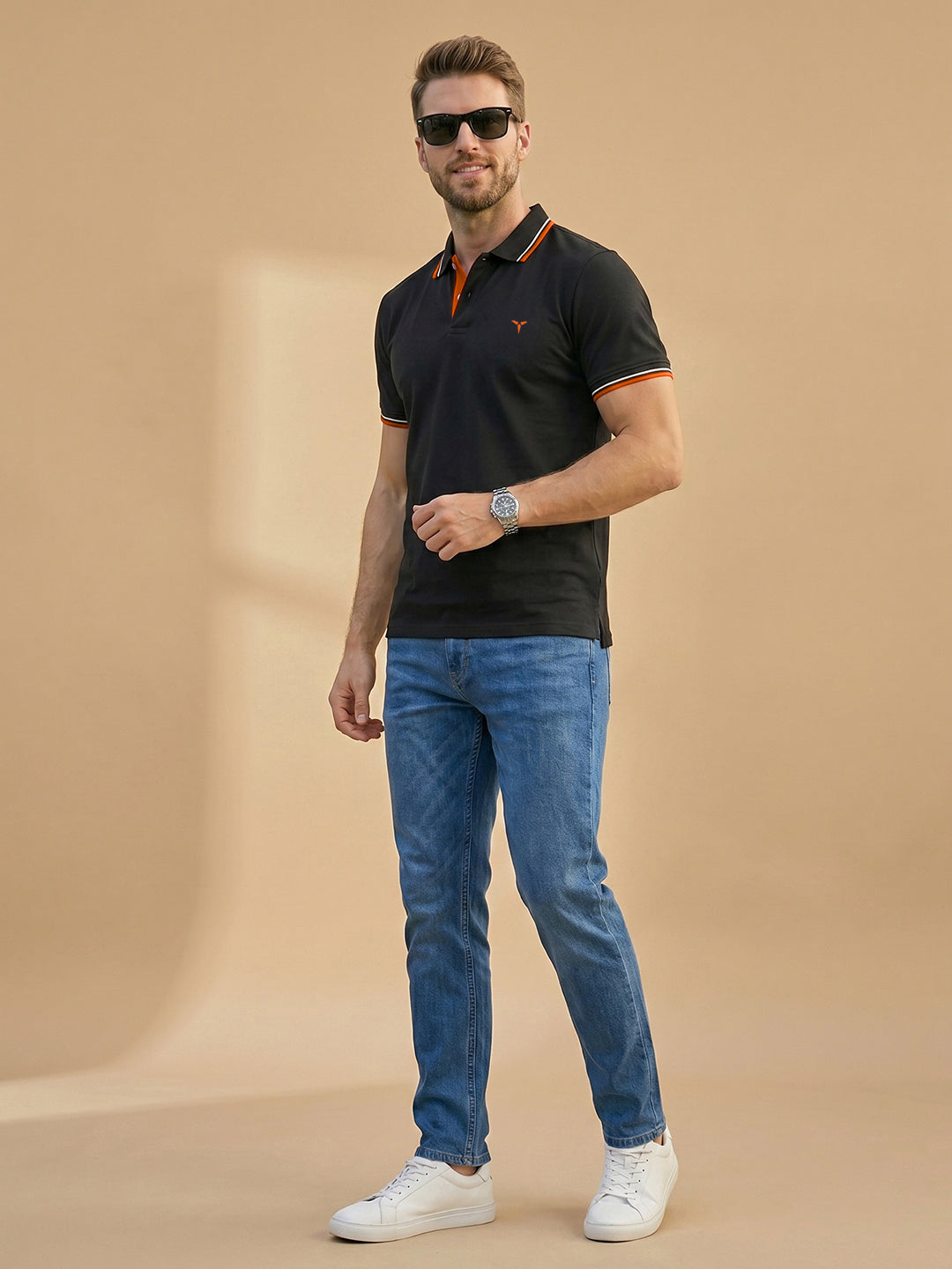 TOM MILTON Men's 100% Cotton Polo T-Shirt – Black | Regular Fit | Soft & Breathable