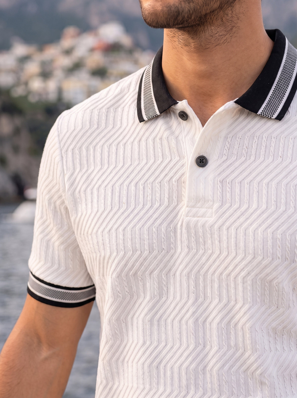 TOM MILTON Men's Textured Polyester Polo T-Shirt Regular Fit Polo Neck Tshirts for Men White