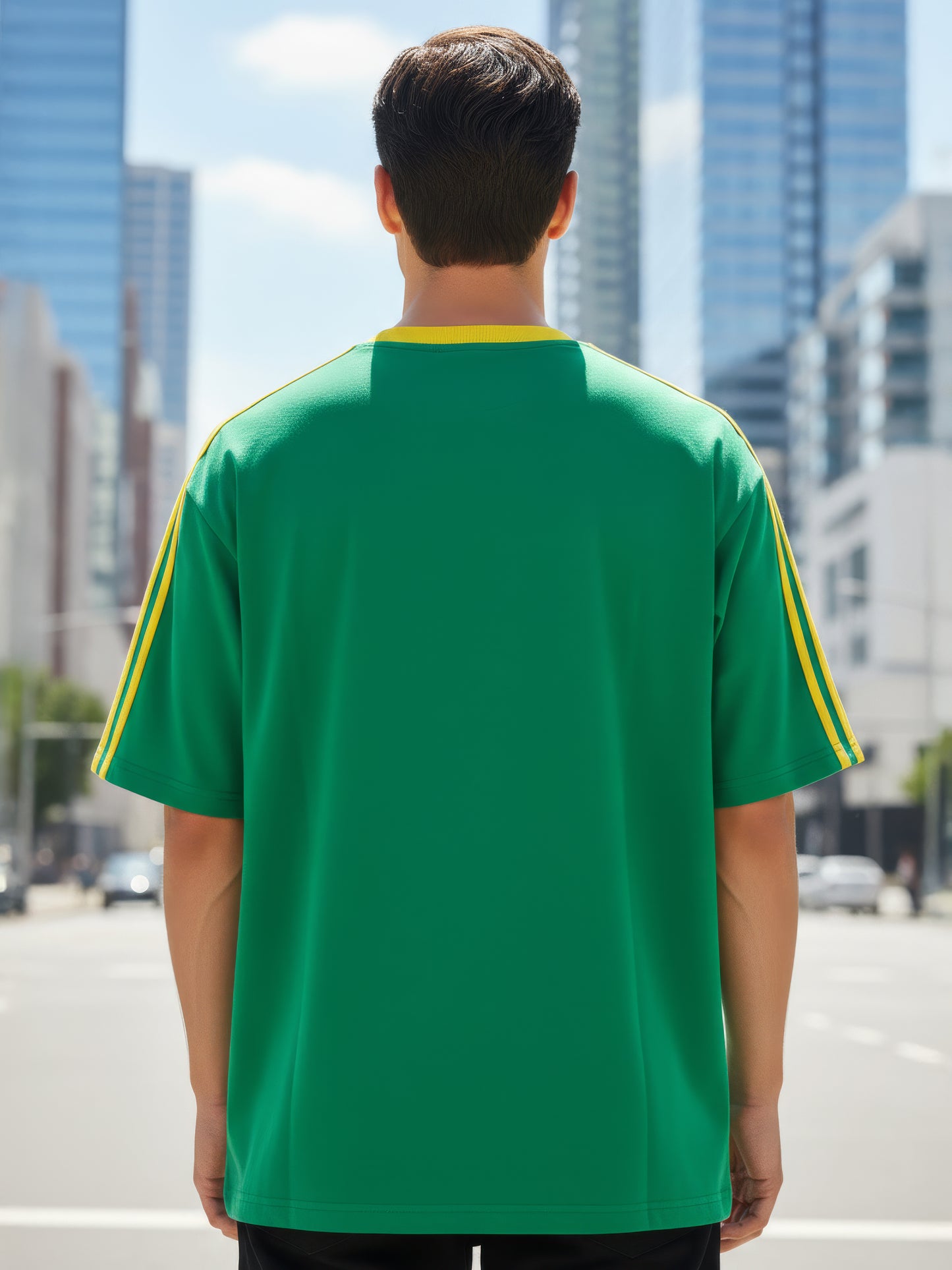 TOM MILTON Man Green  Color Round Neck Half Sleeve Oversized Net Folding tshirt