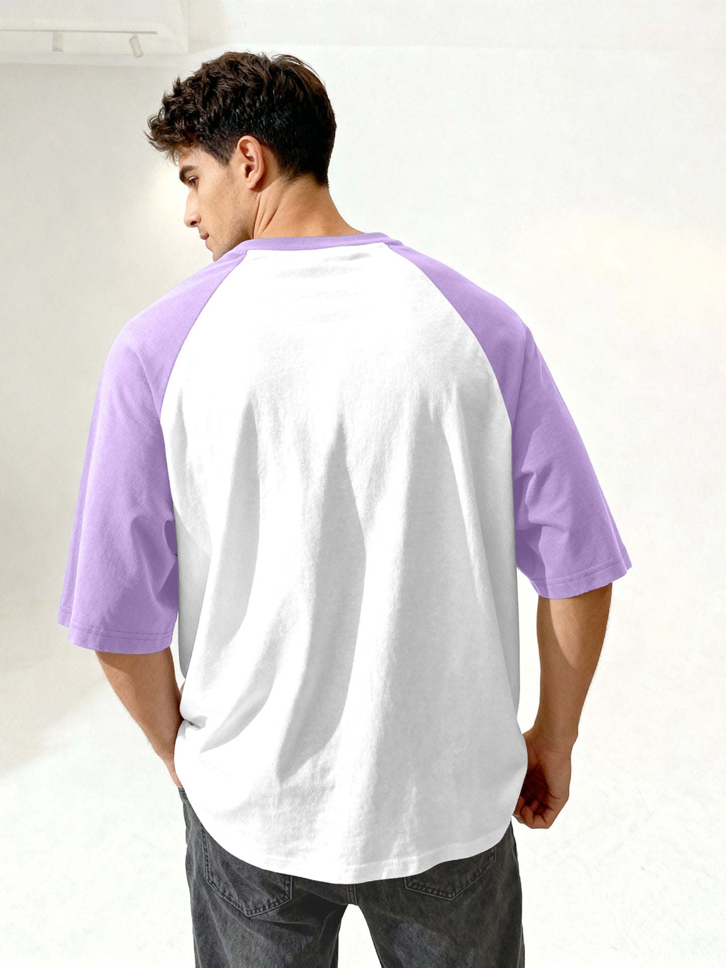 TOM MILTON Men's White Raglan Sleeve Round Neck T-Shirt for Men