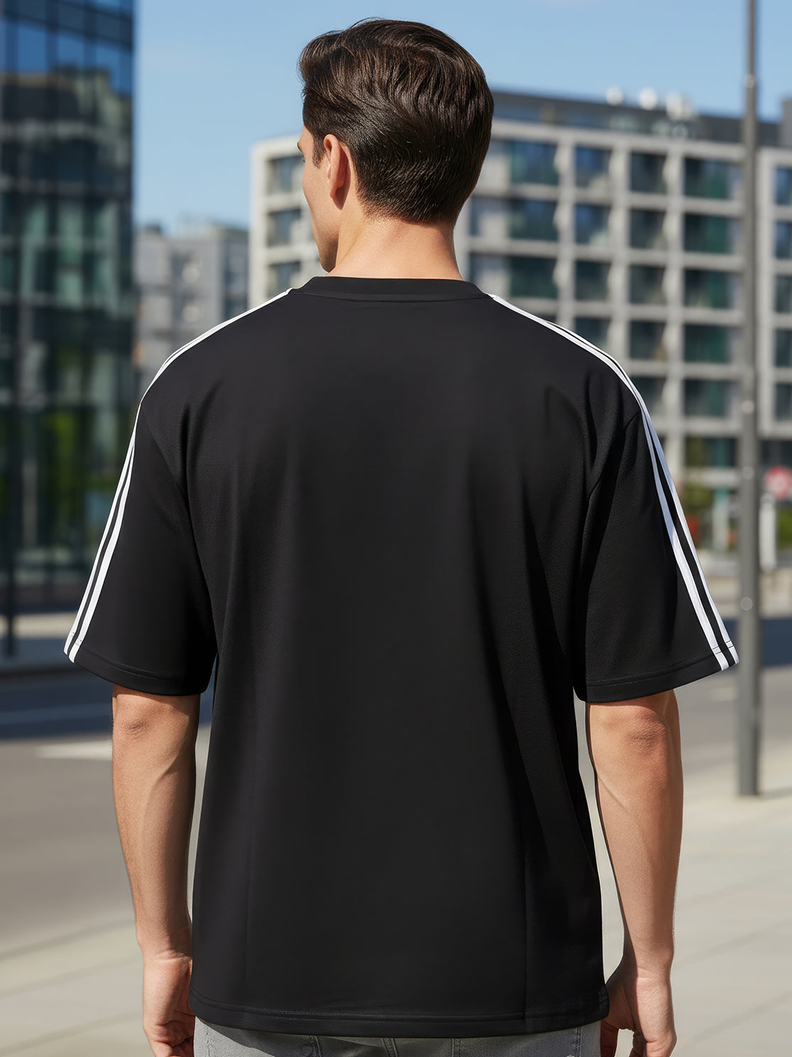 TOM MILTON Man Black Color Round Neck Half Sleeve Oversized Net Folding tshirt