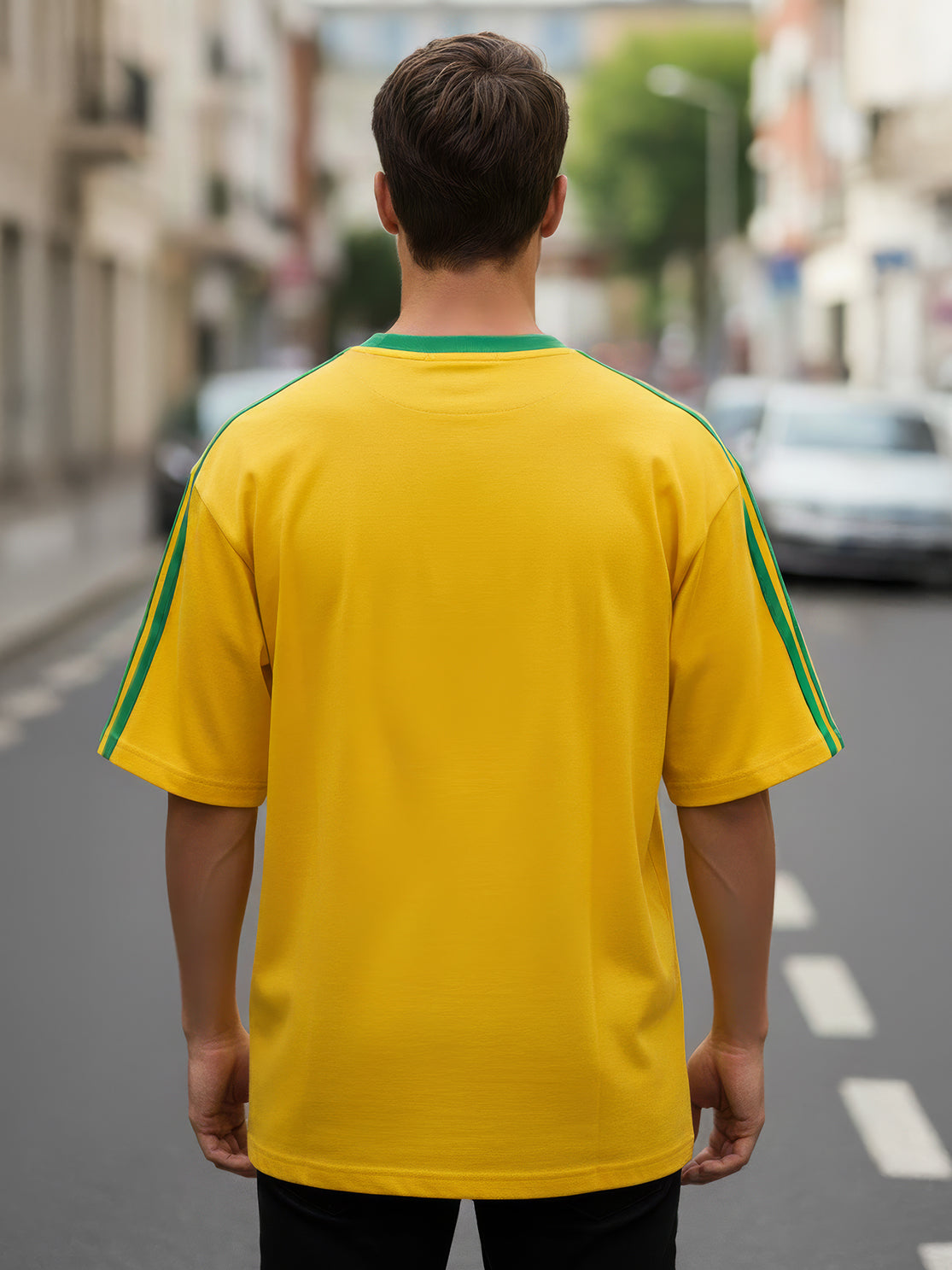 TOM MILTON Man Yellow Color Round Neck Half Sleeve Oversized Net Folding tshirt