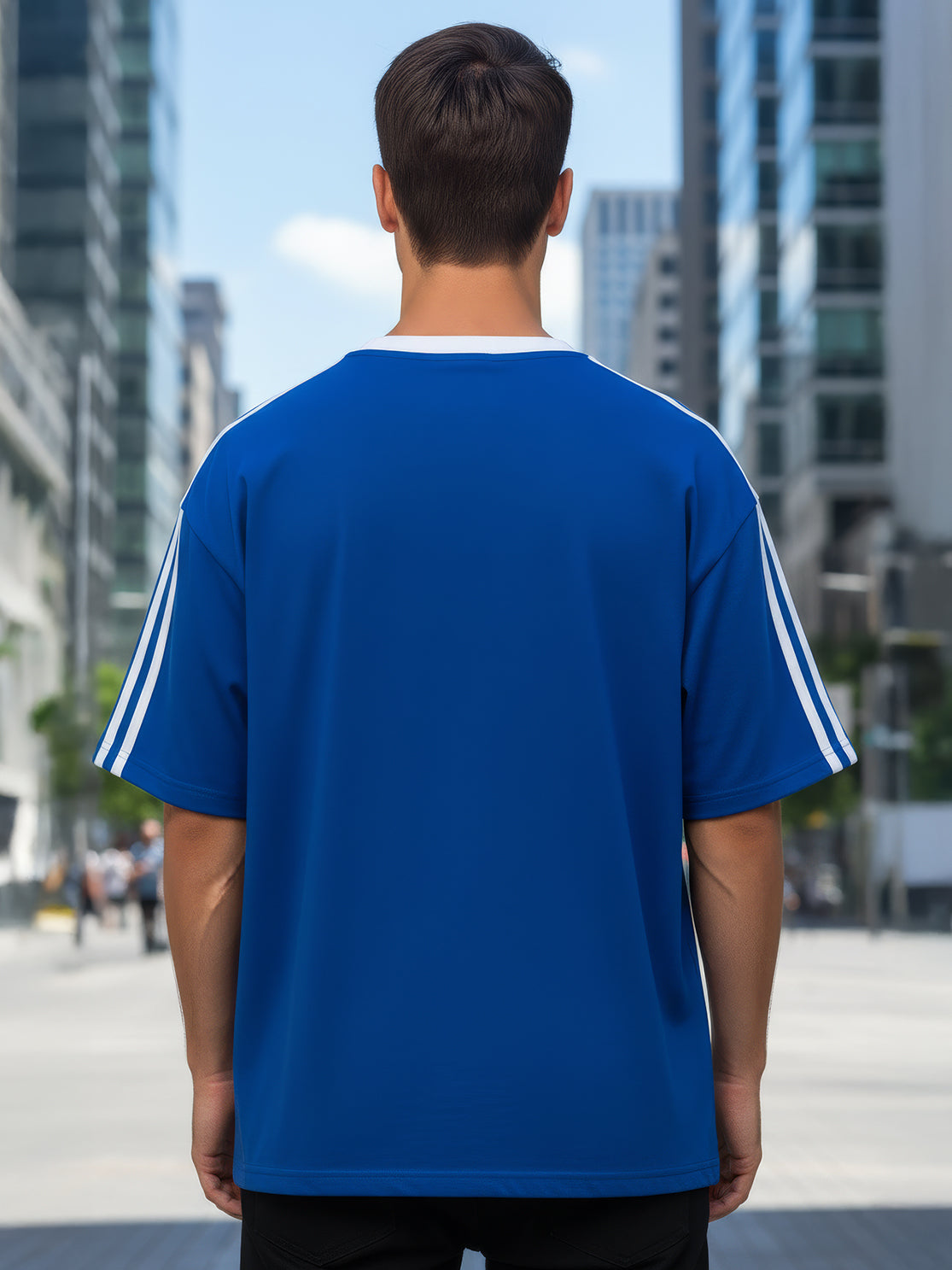 TOM MILTON Man Blue Color Round Neck Half Sleeve Oversized Net Folding tshirt