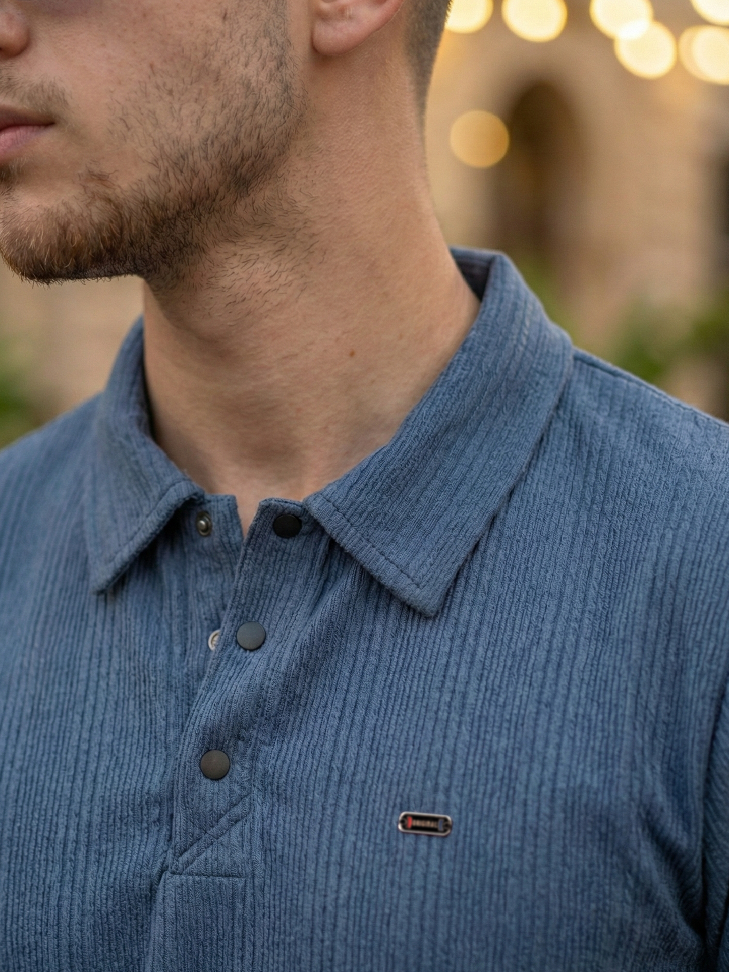 TOM MILTON Men Blue Color Half Sleeve Snap Button Polo Tshirt