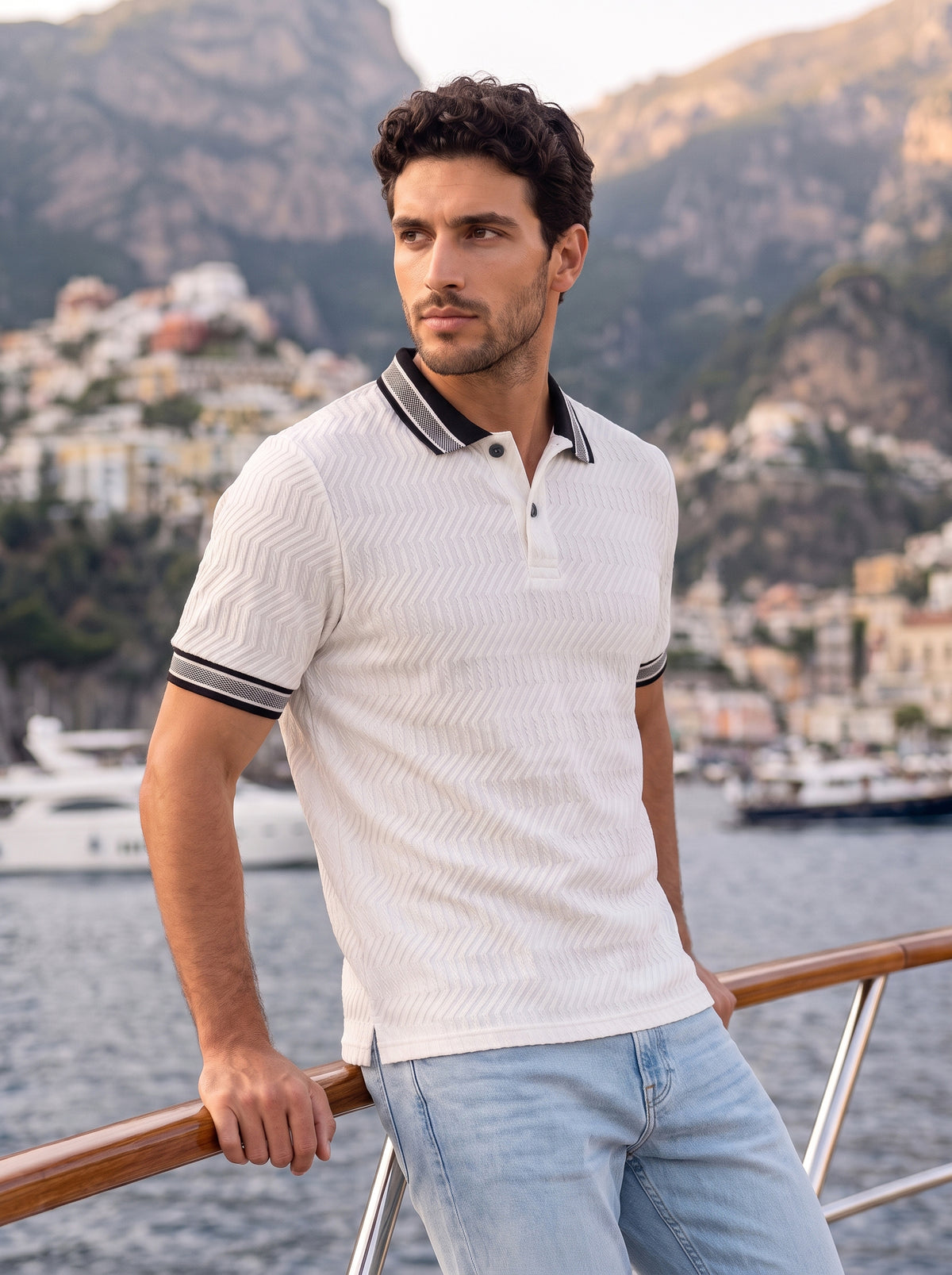 TOM MILTON Men's Textured Polyester Polo T-Shirt Regular Fit Polo Neck Tshirts for Men White