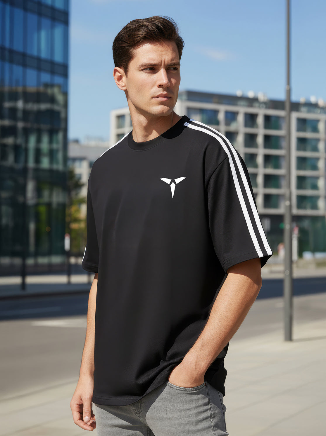 TOM MILTON Man Black Color Round Neck Half Sleeve Oversized Net Folding tshirt