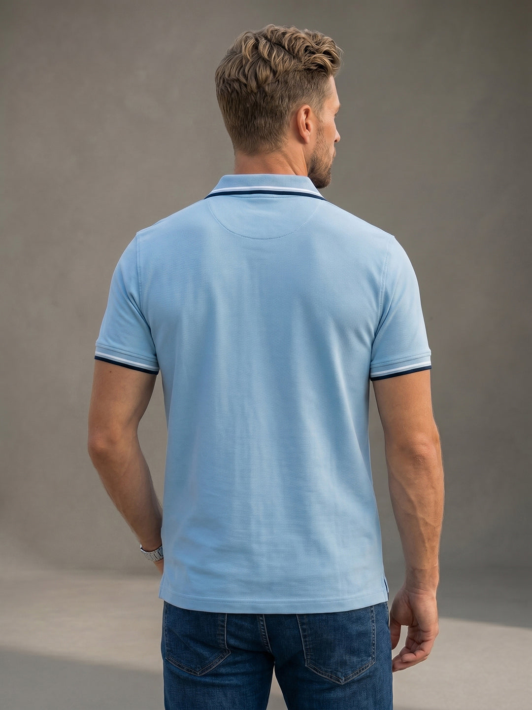 TOM MILTON Men's 100% Cotton Polo T-Shirt – Blue | Regular Fit | Soft & Breathable