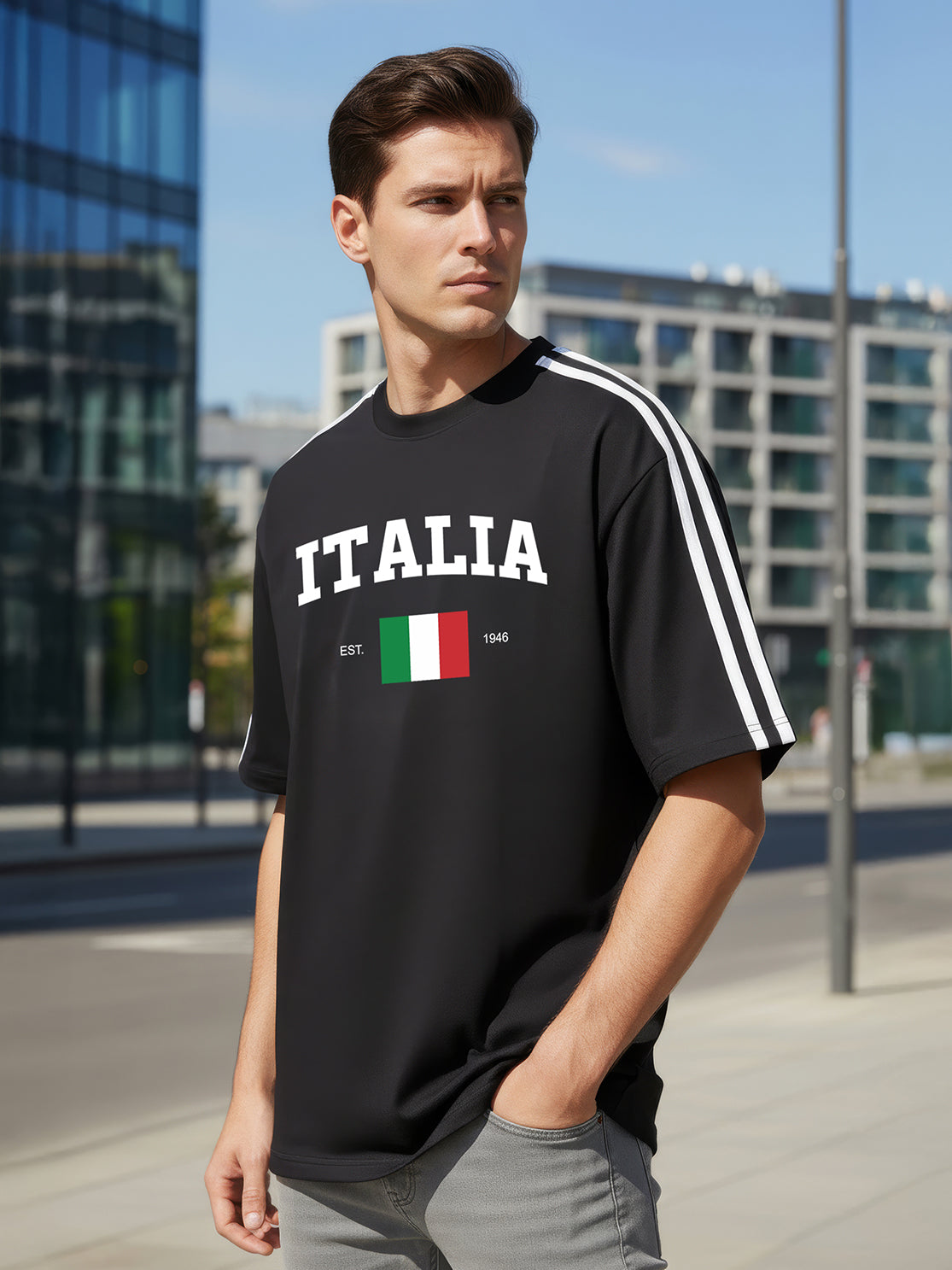 TOM MILTON Man Black Color Round Neck Half Sleeve Oversized Net Folding tshirt