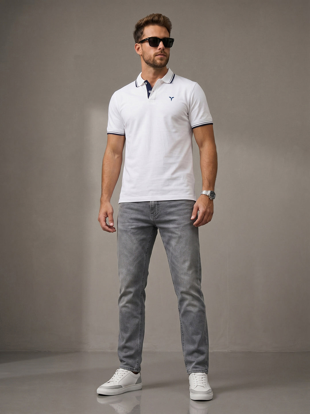 TOM MILTON Men's 100% Cotton Polo T-Shirt – White | Regular Fit | Soft & Breathable