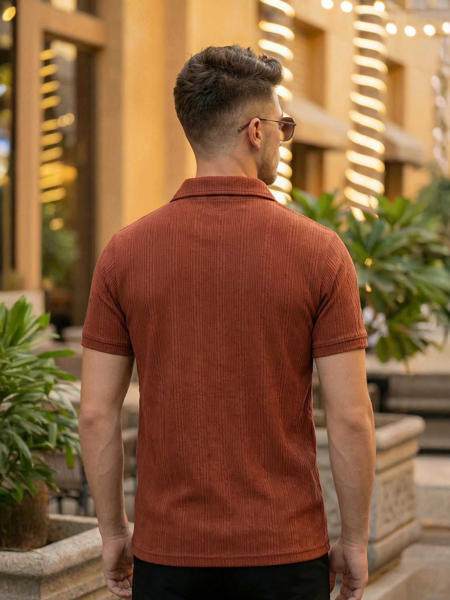 TOM MILTON Men Orange Color Half Sleeve Snap Button Polo Tshirt