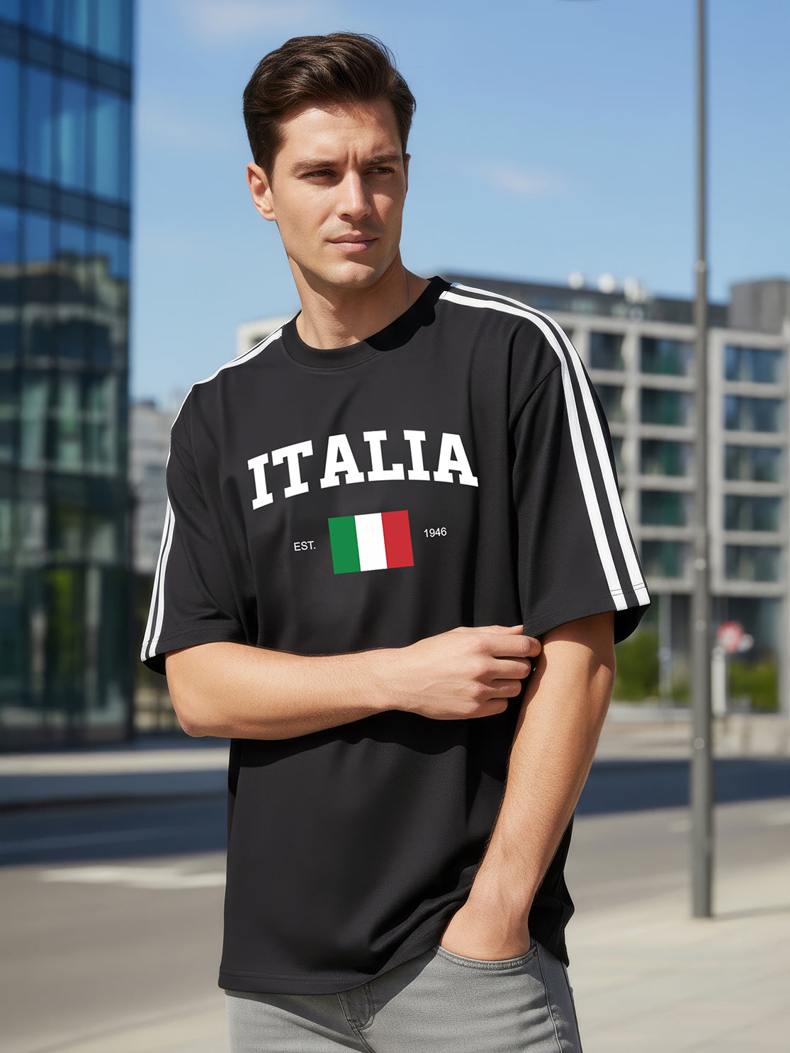 TOM MILTON Man Black Color Round Neck Half Sleeve Oversized Net Folding tshirt