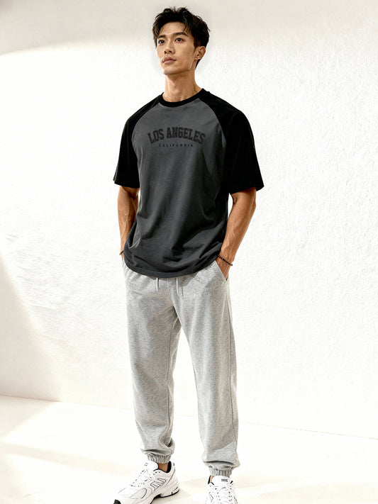 TOM MILTON Men's Grey Raglan Sleeve Round Neck T-Shirt for Men
