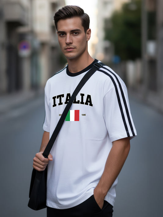 TOM MILTON Man White Color Round Neck Half Sleeve Oversized Net Folding tshirt