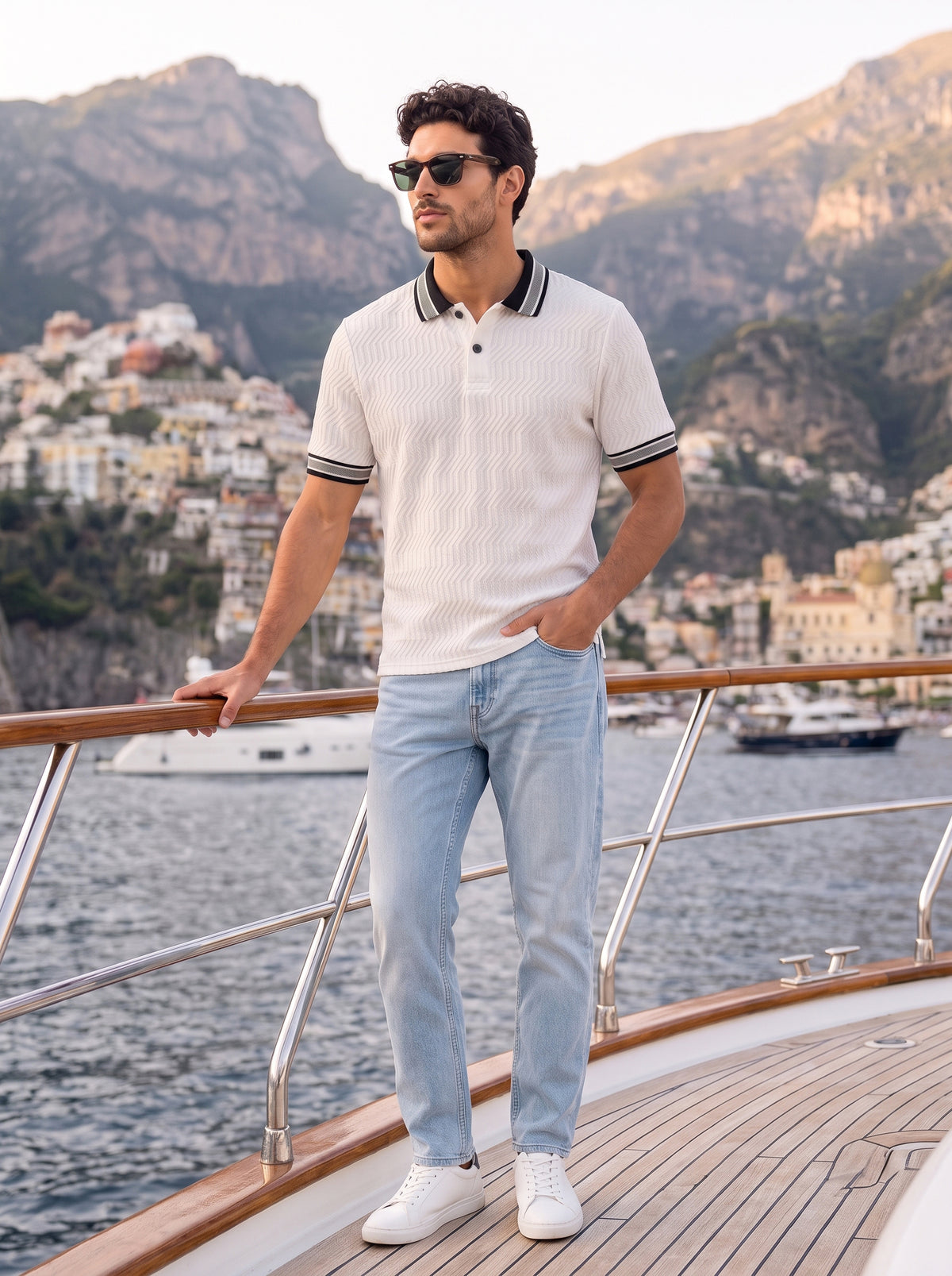 TOM MILTON Men's Textured Polyester Polo T-Shirt Regular Fit Polo Neck Tshirts for Men White