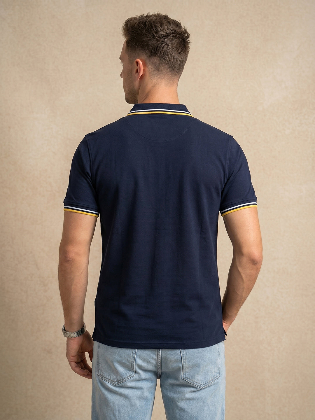 TOM MILTON Men's 100% Cotton Polo T-Shirt – Navy | Regular Fit | Soft & Breathable