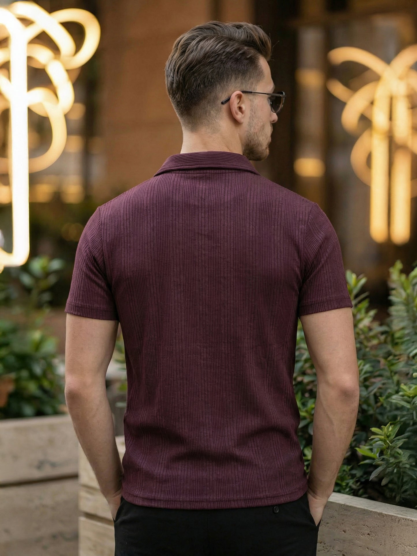TOM MILTON Men Burgundy Color Half Sleeve Snap Button Polo Tshirt