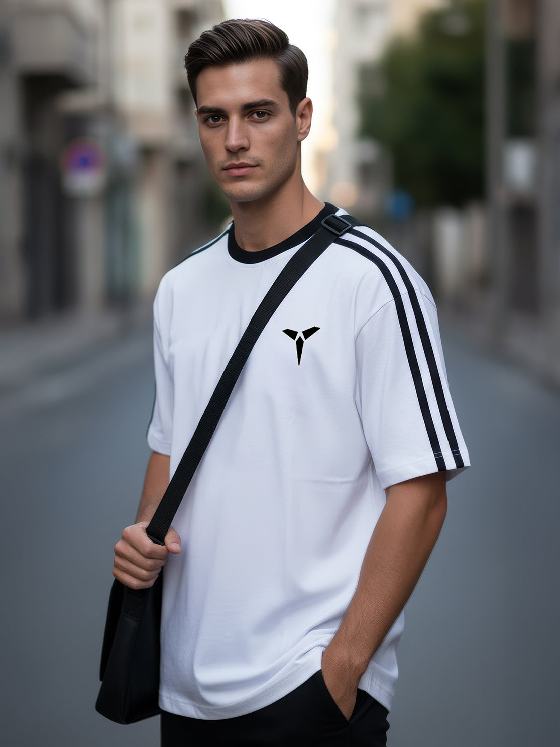 TOM MILTON Man White Color Round Neck Half Sleeve Oversized Net Folding tshirt