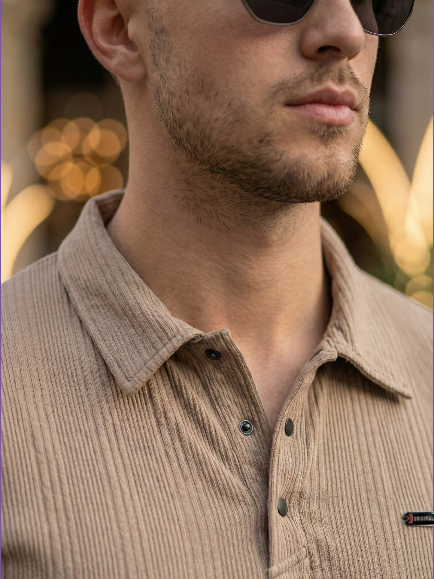 TOM MILTON Men Beige Color Half Sleeve Snap Button Polo Tshirt