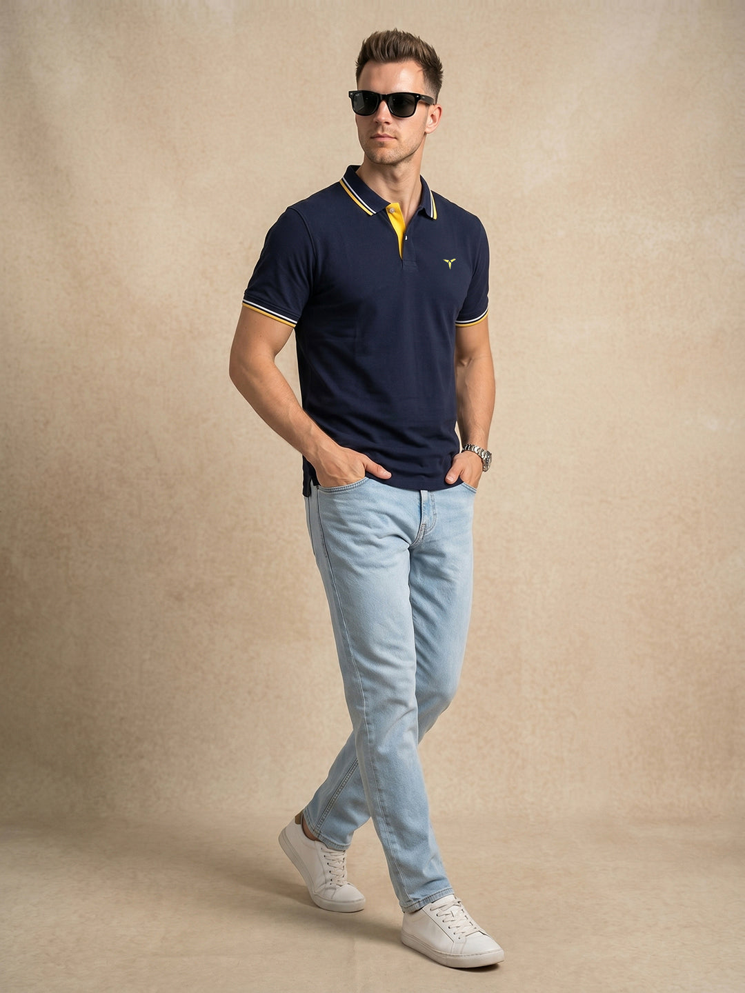 TOM MILTON Men's 100% Cotton Polo T-Shirt – Navy | Regular Fit | Soft & Breathable